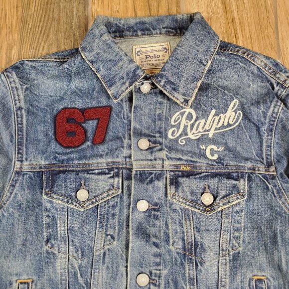 Polo Ralph Lauren Denim Embroidered Varsity Jacket - Picture 4 of 11
